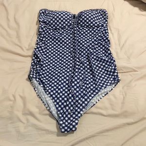 Motherhood Maternity One Piece Swim Suit Blue